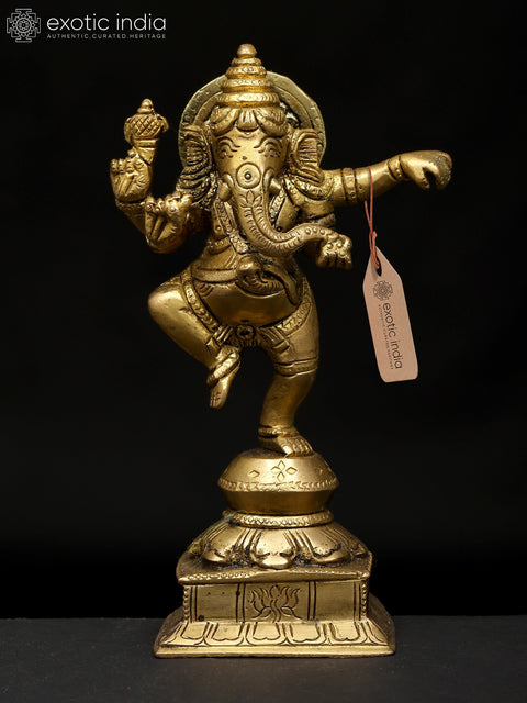 7" Dancing Lord Ganesha | Brass Statue