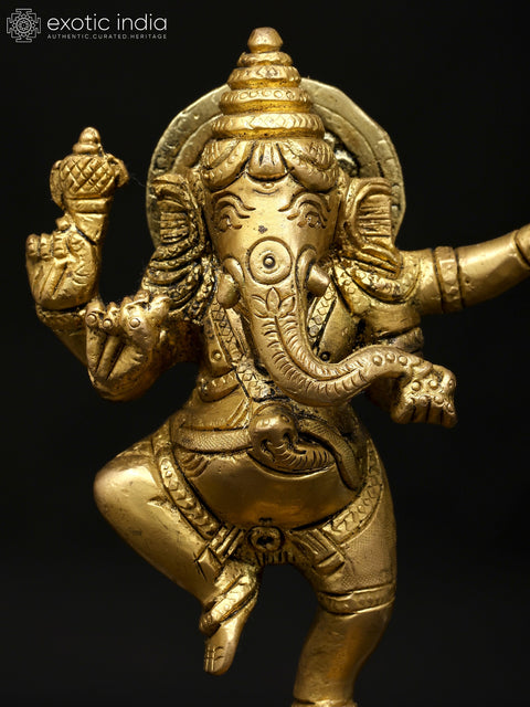7" Dancing Lord Ganesha | Brass Statue