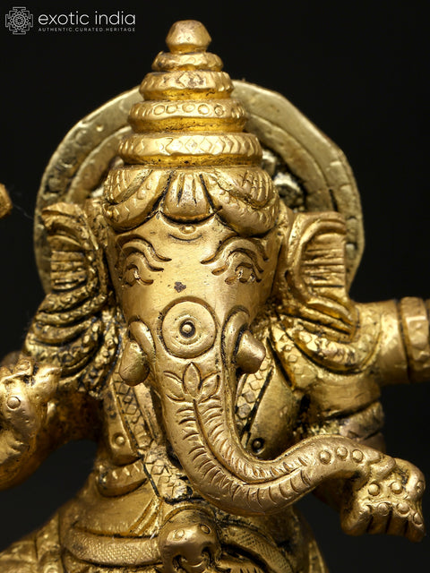 7" Dancing Lord Ganesha | Brass Statue
