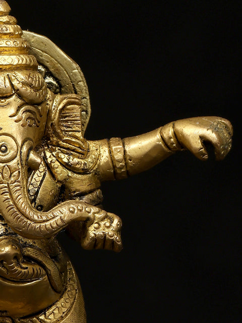 7" Dancing Lord Ganesha | Brass Statue