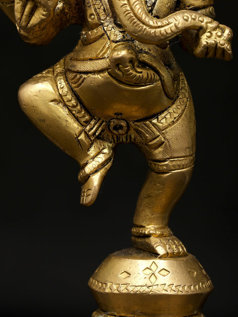 7" Dancing Lord Ganesha | Brass Statue
