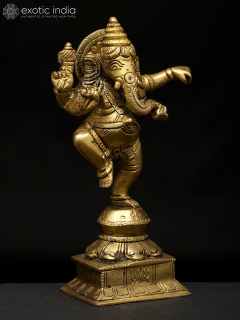 7" Dancing Lord Ganesha | Brass Statue