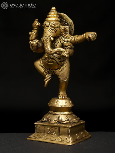 7" Dancing Lord Ganesha | Brass Statue