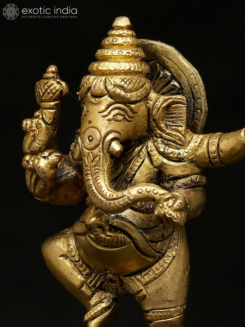 7" Dancing Lord Ganesha | Brass Statue
