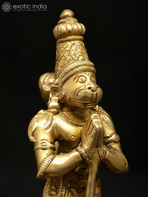 8" Lord Hanuman Standing in Namaskar Mudra | Brass Idol