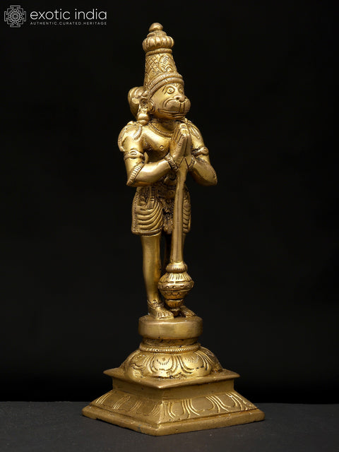8" Lord Hanuman Standing in Namaskar Mudra | Brass Idol