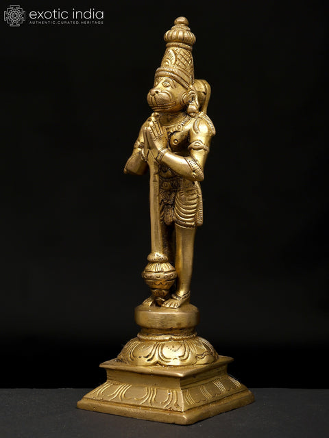 8" Lord Hanuman Standing in Namaskar Mudra | Brass Idol