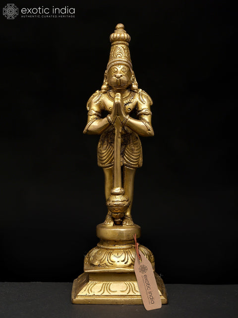 8" Lord Hanuman Standing in Namaskar Mudra | Brass Idol