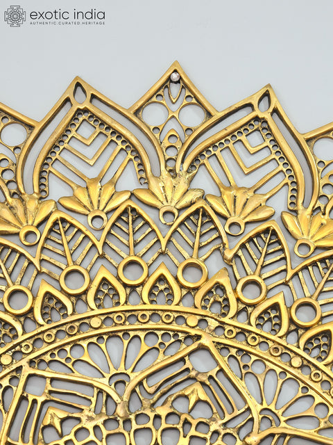 33" Large Blessing Lord Buddha with Mandala Backdrop | Brass Statue