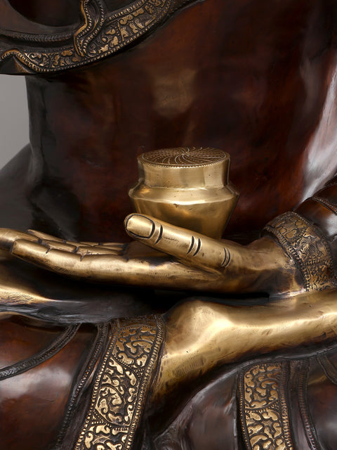 44" Large Gautam Buddha Seated in Vitark Mudra | Brass Statue