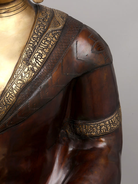 44" Large Gautam Buddha Seated in Vitark Mudra | Brass Statue