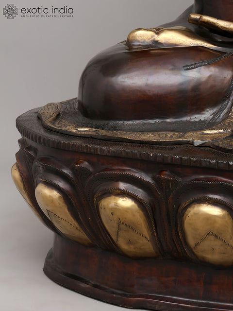 44" Large Gautam Buddha Seated in Vitark Mudra | Brass Statue