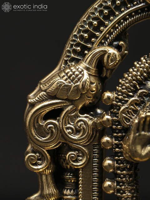 5" Small Superfine Standing Lord Murugan (Karttikeya) with Beautiful Kirtimukha Prabhavali | Brass Statue