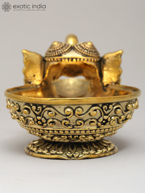 4" Small Superfine Elephant Design Diya (Lamp) in Brass