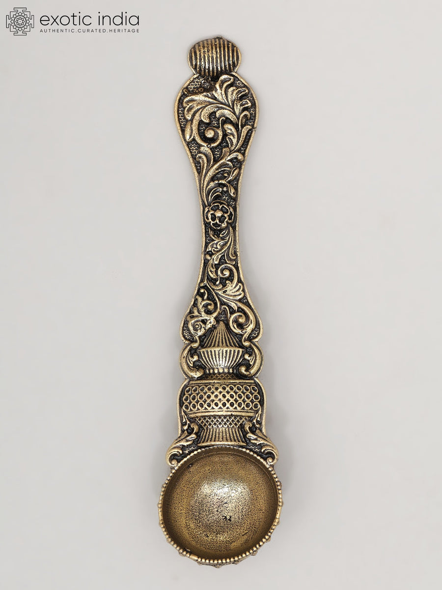5" Brass Ritual Spoon for Pooja Ceremonies