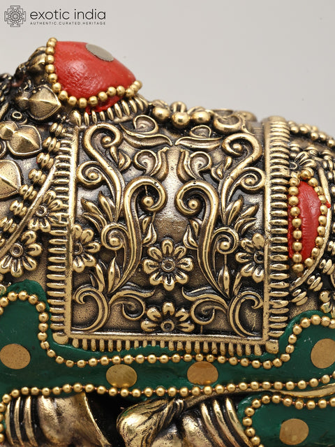Superfine Nandi - Vahan of Lord Shiva | Brass Statue with Inlay Work