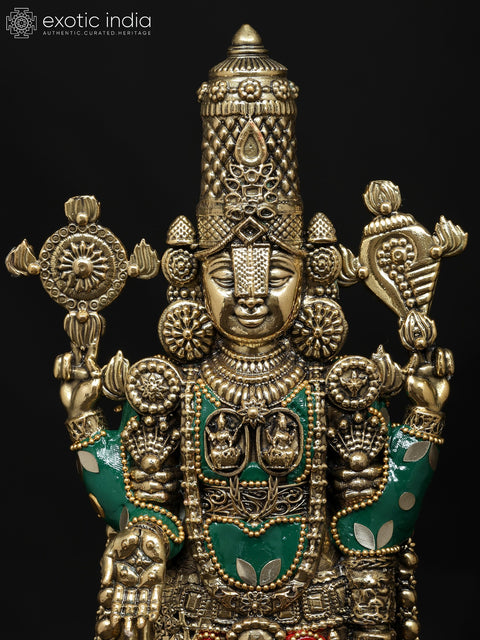 12" Superfine Tirupati Balaji (Venkateshvara) | Brass Statue with Inlay Work