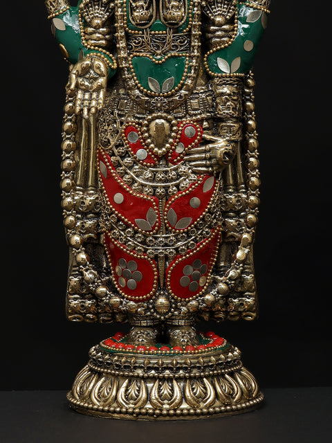12" Superfine Tirupati Balaji (Venkateshvara) | Brass Statue with Inlay Work