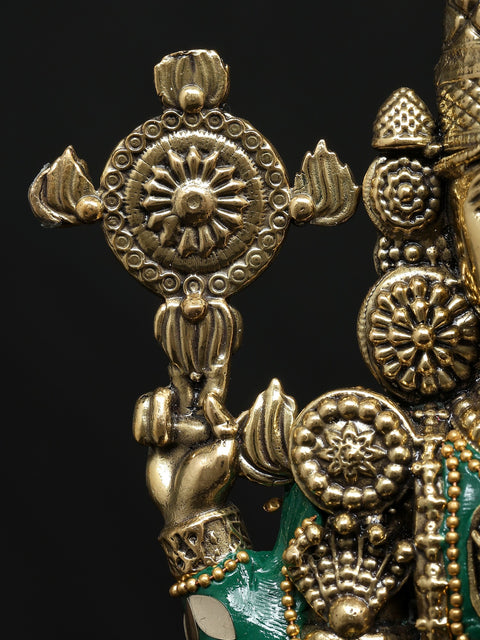 12" Superfine Tirupati Balaji (Venkateshvara) | Brass Statue with Inlay Work