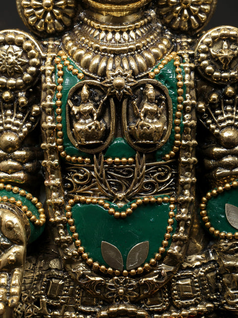 12" Superfine Tirupati Balaji (Venkateshvara) | Brass Statue with Inlay Work