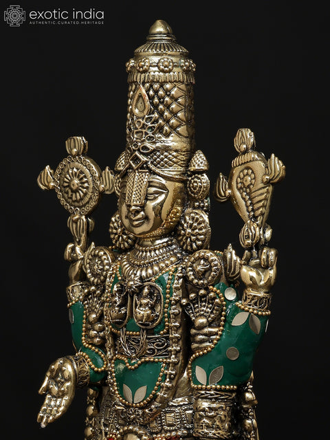 12" Superfine Tirupati Balaji (Venkateshvara) | Brass Statue with Inlay Work