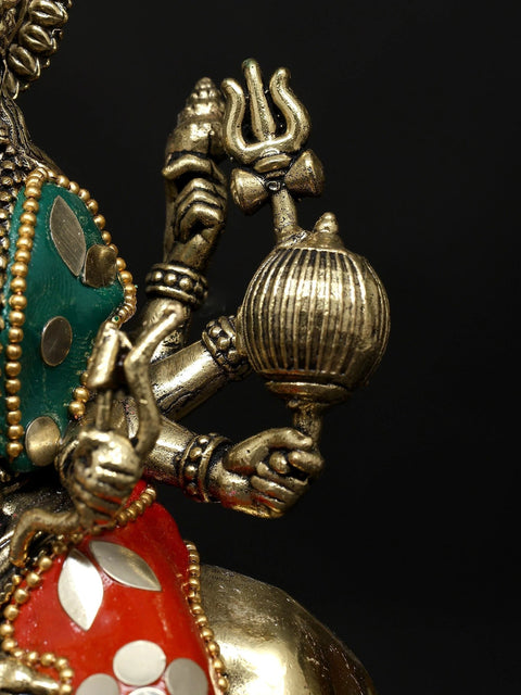 6" Small Superfine Goddess Durga (Sherawali Maa) | Brass Statue with Inlay Work