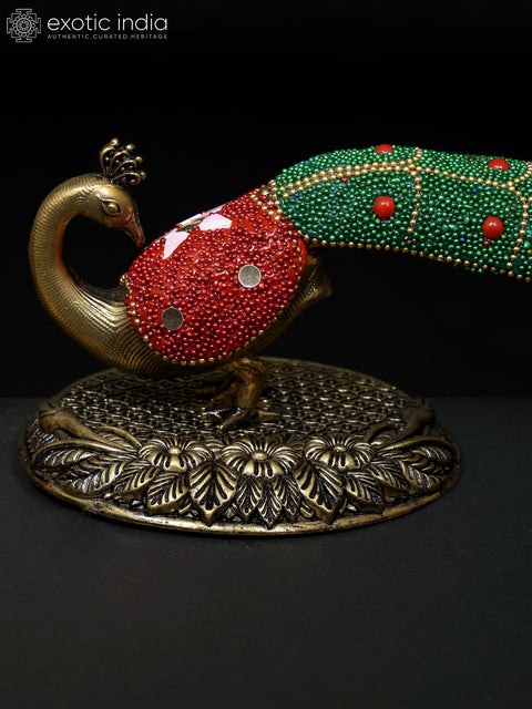 7" Superfine Pair of Beautiful Peacock Figurines | Brass Statues | Table Decor