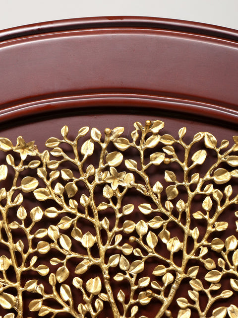 44" Large Size Wood Framed Brass Tree of Life with Perched Birds | Wall Hanging | Home Decor
