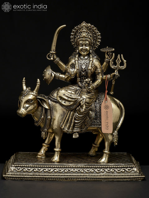 6" Superfine Umiya Mata Seated on Cow | Brass Statue