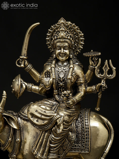 6" Superfine Umiya Mata Seated on Cow | Brass Statue