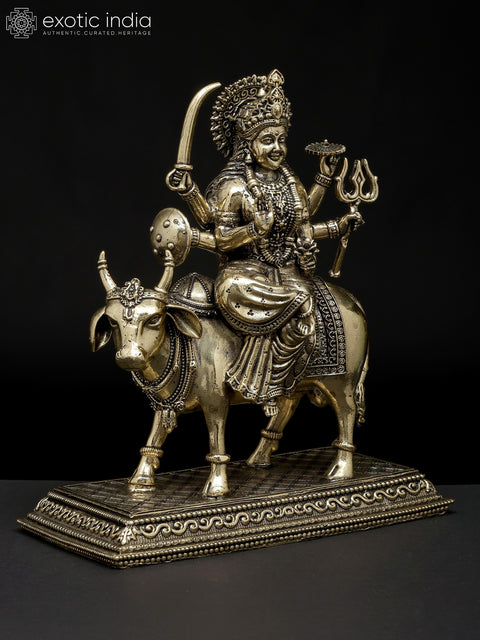 6" Superfine Umiya Mata Seated on Cow | Brass Statue
