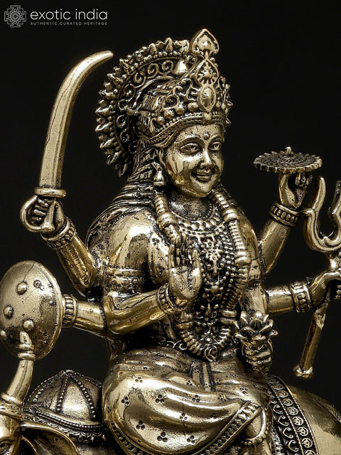 6" Superfine Umiya Mata Seated on Cow | Brass Statue