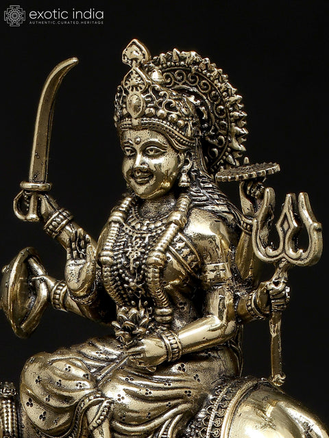 6" Superfine Umiya Mata Seated on Cow | Brass Statue