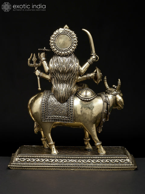 6" Superfine Umiya Mata Seated on Cow | Brass Statue