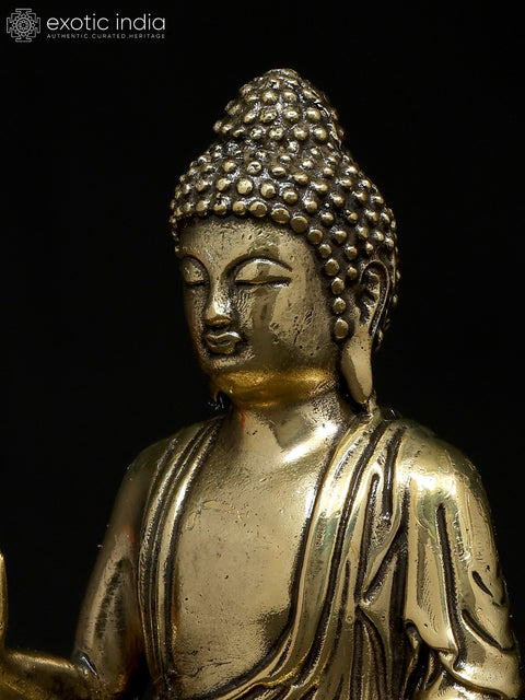 4" Small Superfine Lord Buddha Seated on Lotus in Abhaya Mudra | Brass Statue