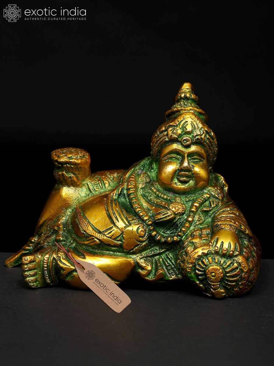 5" Lord Kubera Brass Statue for Pooja
