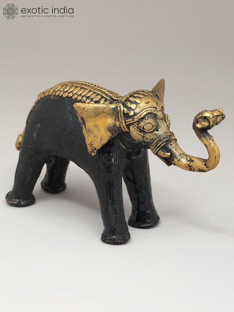 7" Decorative Cute Elephant Holding Flower | Dhokra Art | Table Decor