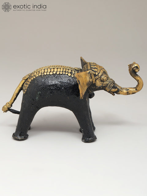 7" Decorative Cute Elephant Holding Flower | Dhokra Art | Table Decor