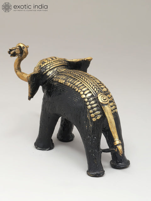 7" Decorative Cute Elephant Holding Flower | Dhokra Art | Table Decor