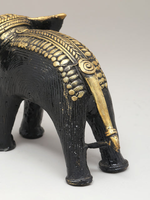 7" Decorative Cute Elephant Holding Flower | Dhokra Art | Table Decor