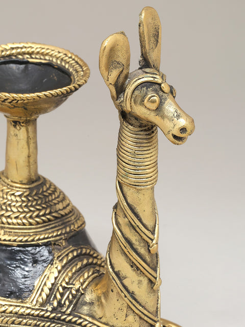 8" Decorative Camel Statue in Brass with Candle Stand | Dhokra Art | Home Decor