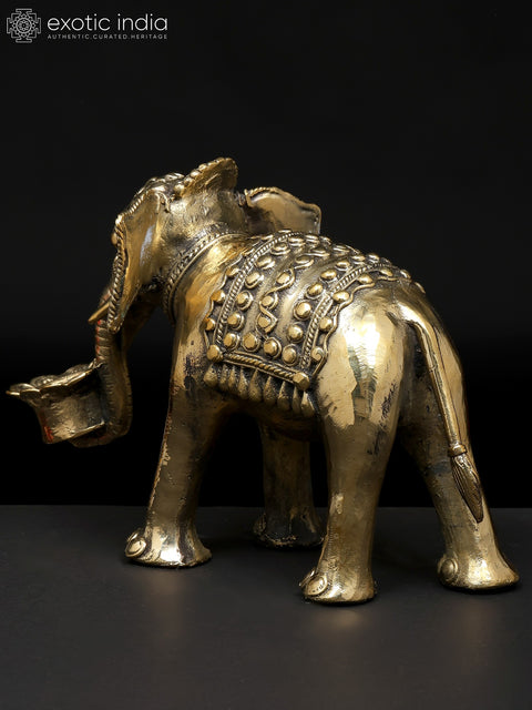 8" Decorative Brass Elephant with Candle Holder | Dhokra Art | Table Decor