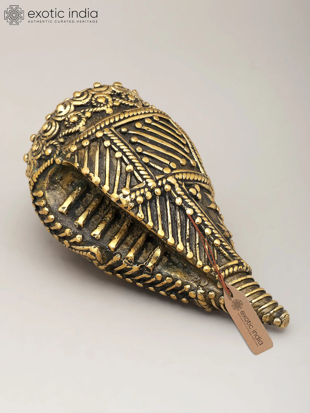 5" Brass Conch (Shankh) | Dhokra Art