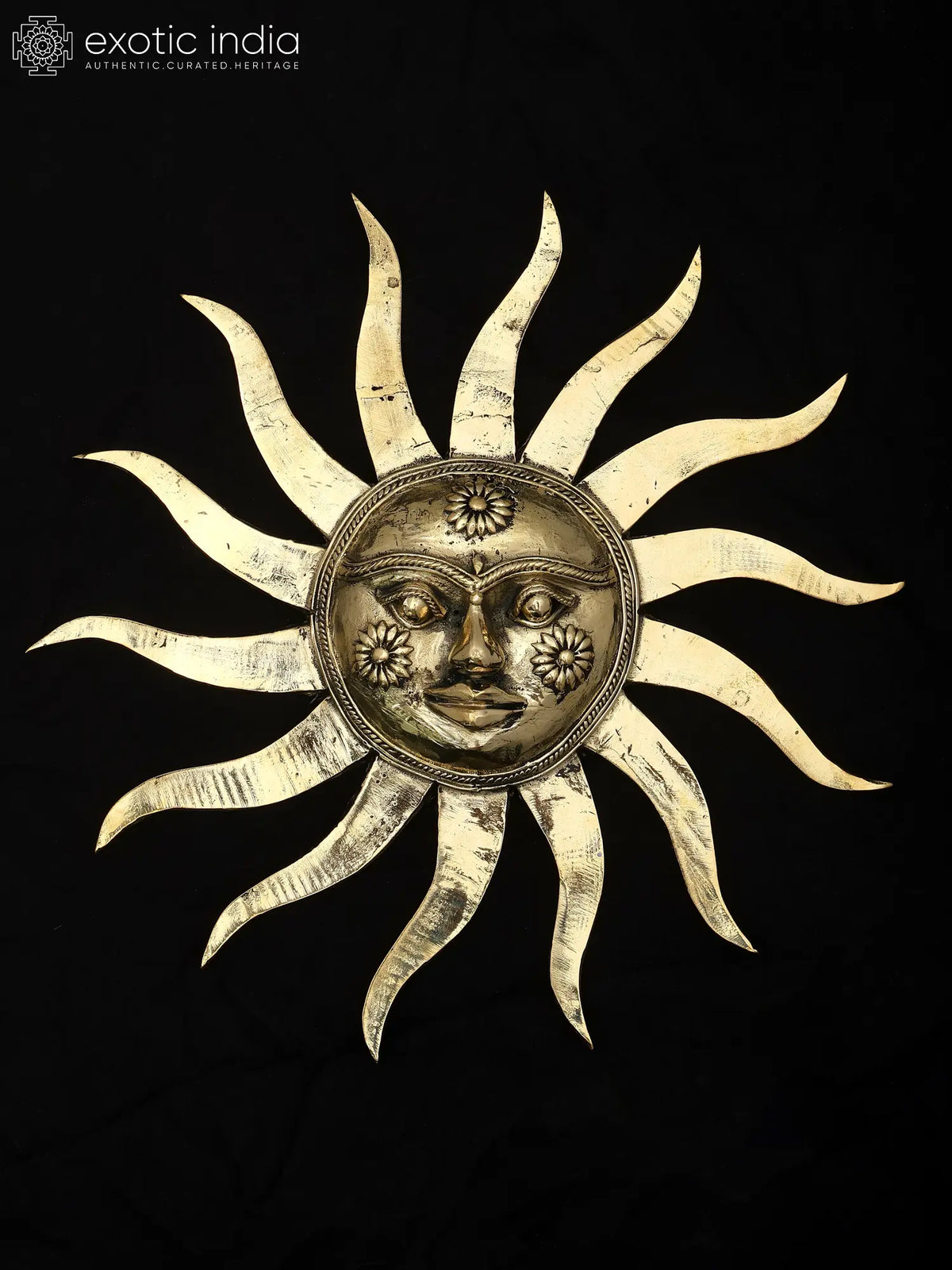 11" Brass Surya Dev | Dhokra Art | Wall Hanging