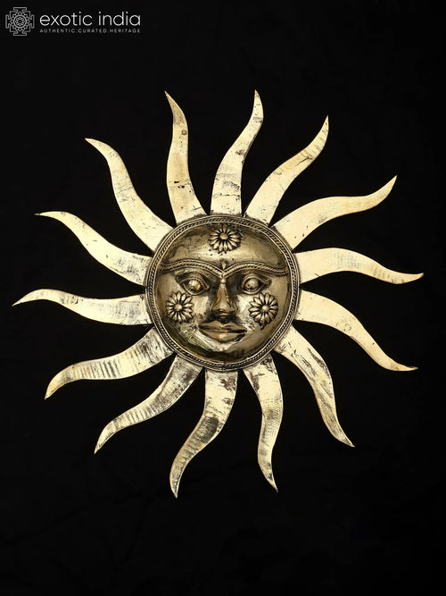 11" Brass Surya Dev Dhokra Wall Hanging