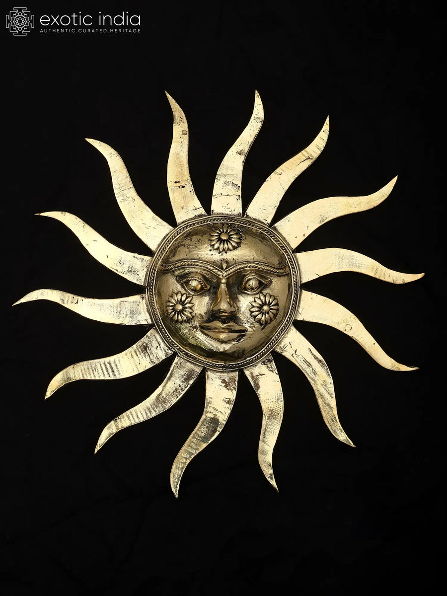 11" Brass Surya Dev Dhokra Wall Hanging