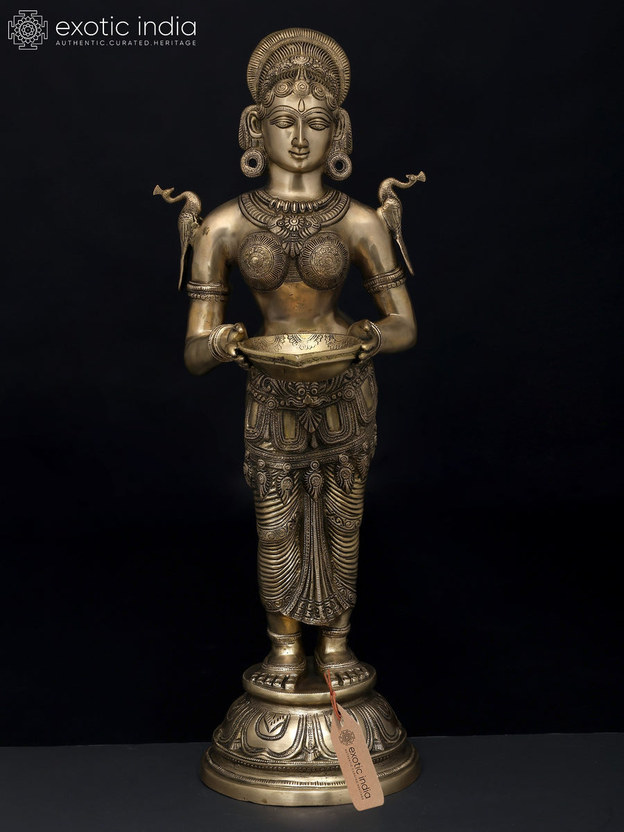 31" Large Handmade Lakshmi Brass Statue for Home Pooja