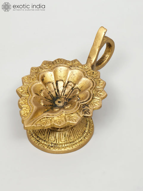 4" Handheld Brass Diya (Oil Lamp) | Handmade | Made In India