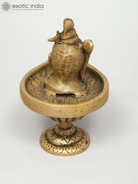 6" Lord Shiva Enshrined as Linga In Brass | Handmade | Made In India