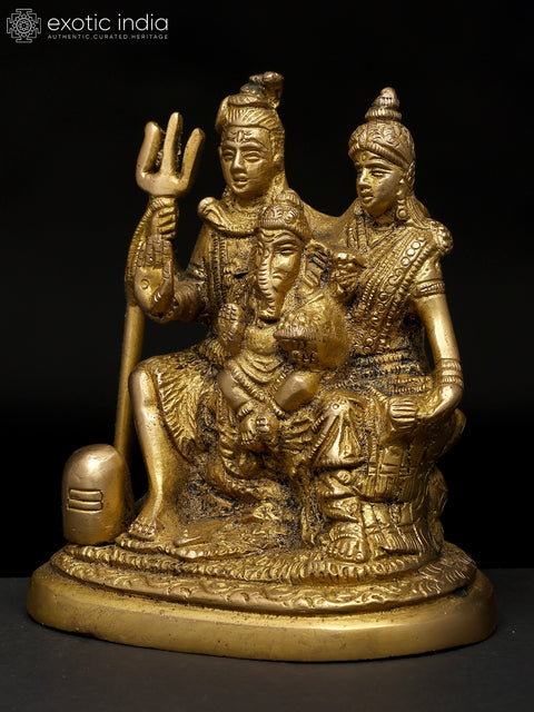 4" Small Shiva Family | Brass Statue | Made In India